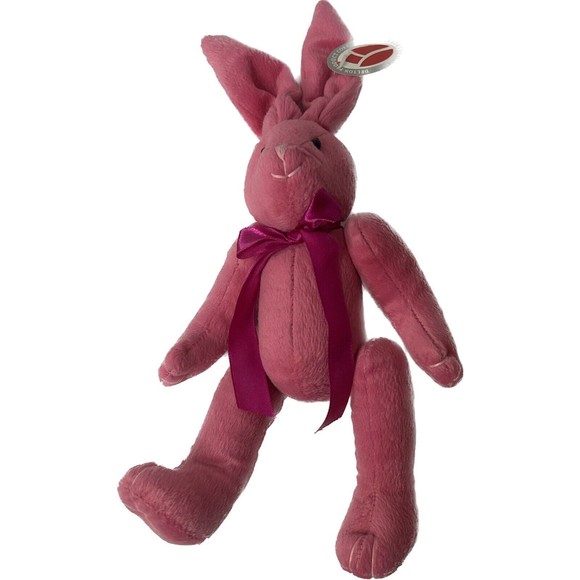 Delton Product Corp Bunny Rabbit Pink Plush Posable Stuffed Animal Easter 14” - Picture 2 of 8